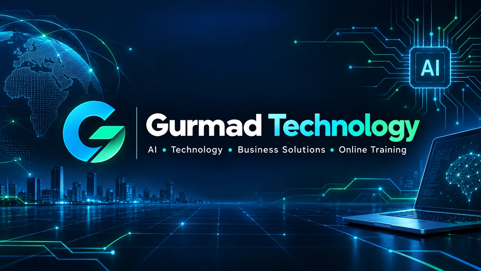 Gurmad Technology brand cover: AI, technology, business solutions and online training